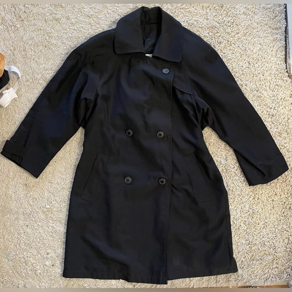 AMERICAN BAZAAR black button front long sleeve coat over coat 6 small s